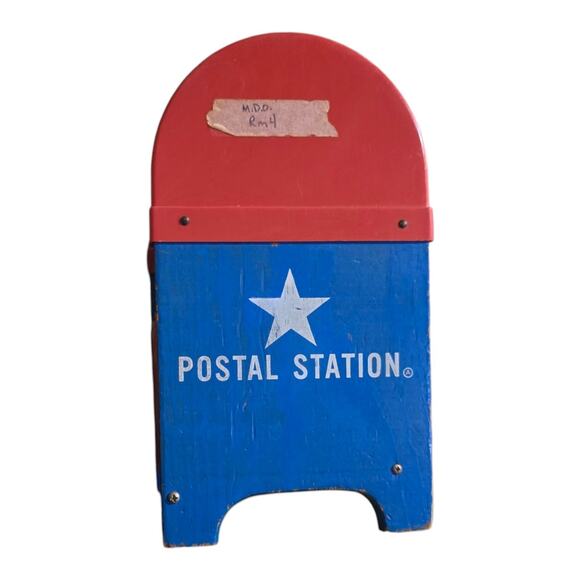 Vintage Playskool Postal Station 11" Wood Mailbox Shape Sorter w Blocks - Picture 4 of 5
